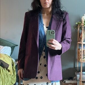 Women's 100% Wool Eggplant Purple Blazer Sat Harbor